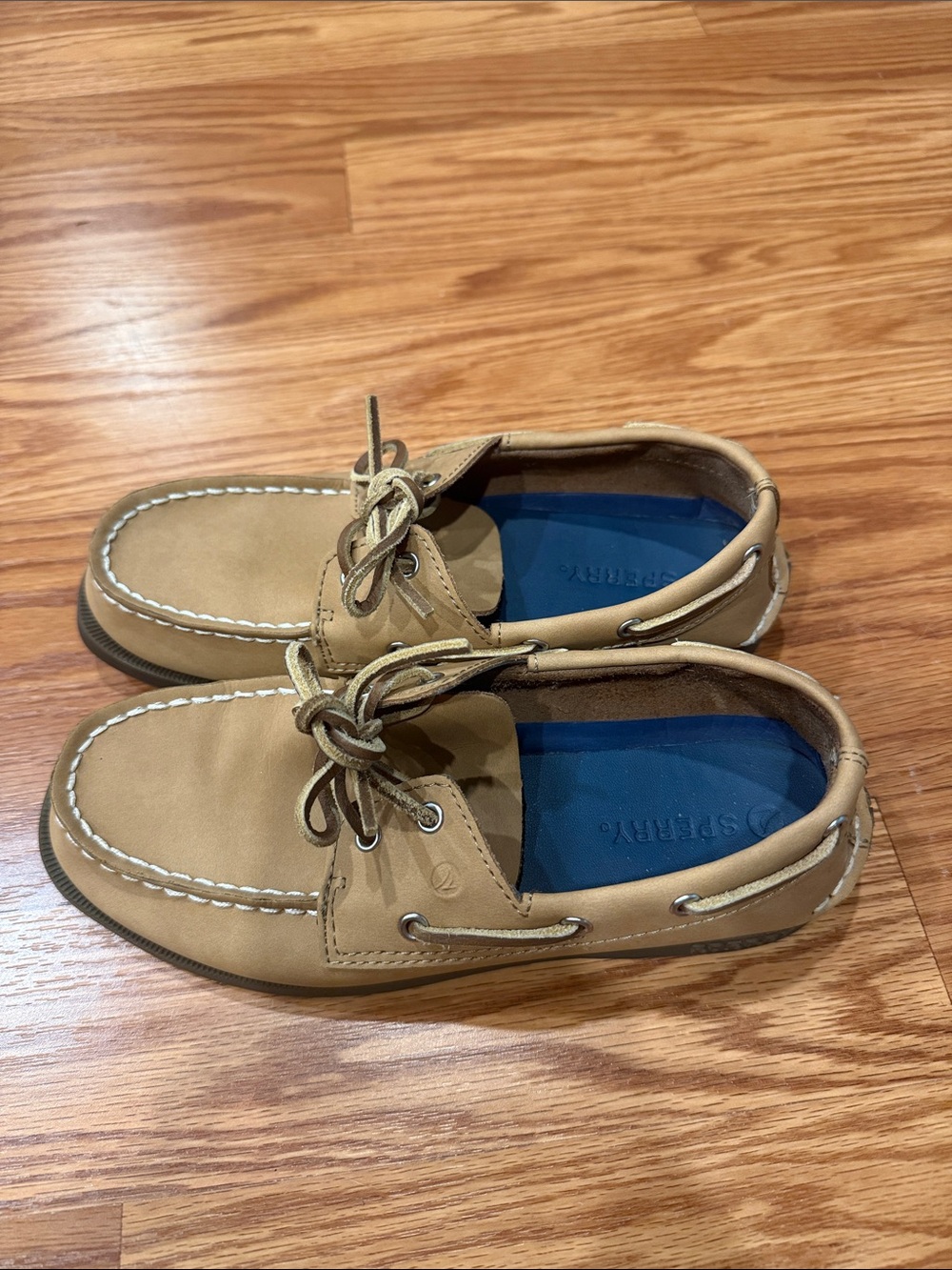 Sperry Tan Leather Kids Boat Shoes